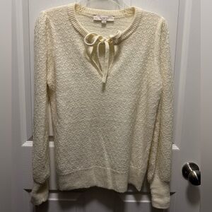 LOFT Ivory Knit Sweater with Bow!